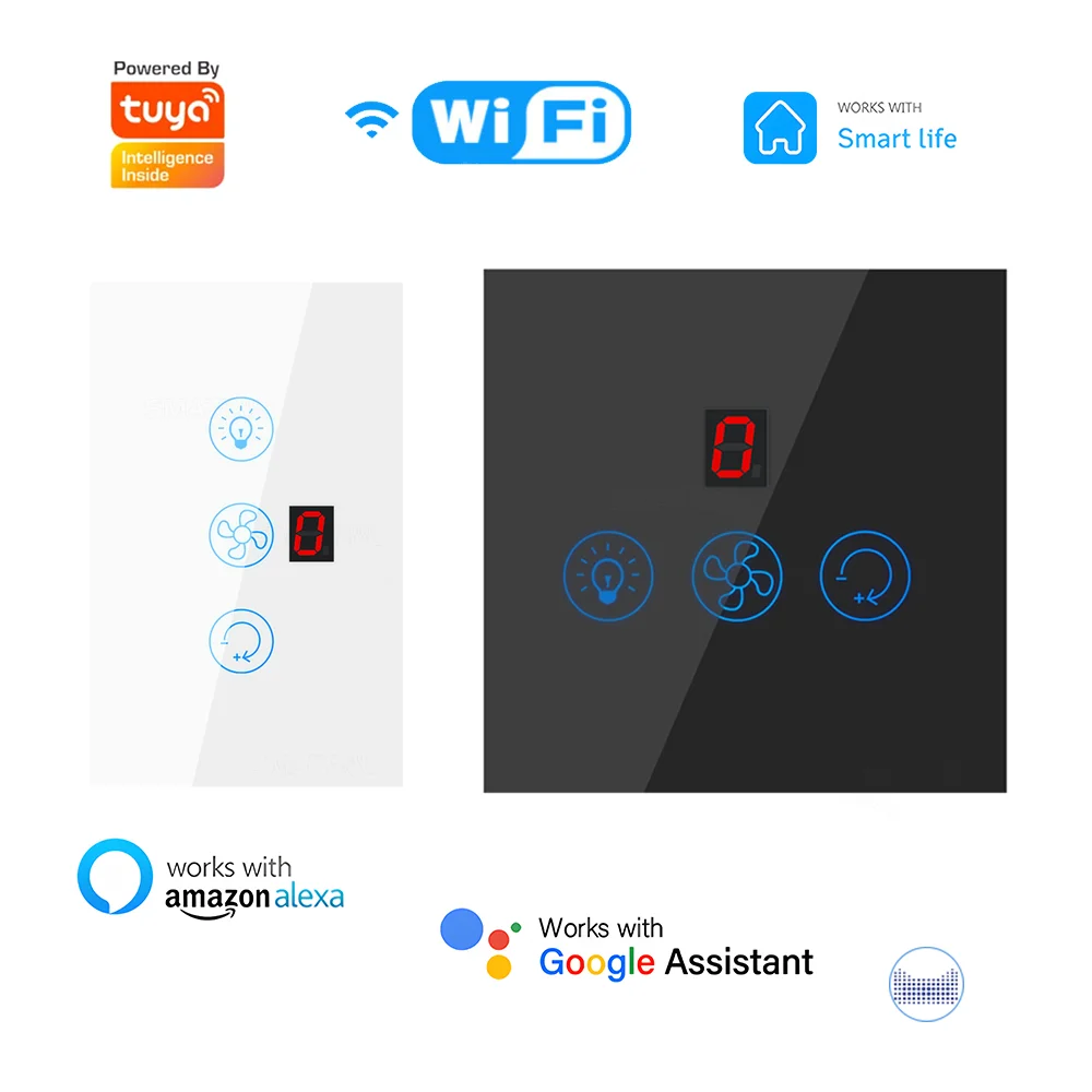 TUYA WIFI Bluetooth Fan Light Switch US EU Touch Smart Switch Smart Home Works With Smart Life App Via Alexa Google Home Echo