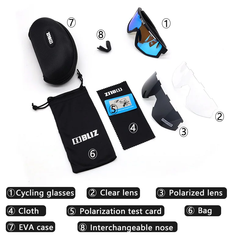 B Bliz Polarisierte MTB-Fahrrad-Sonnenbrille für Herren und Damen, Sport, modisch, UV400-Brille, Mountainbike, Rennrad, Reiten, Sonnenbrille, 3-Gläser – Detail 7