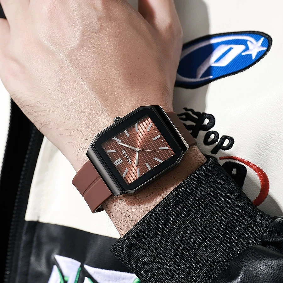 

Новые модные роскошные мужские прямоугольные часы для мужчин, деловые силиконовые повседневные кварцевые часы для подарков, мужские наручные часы Reloj Hombre.