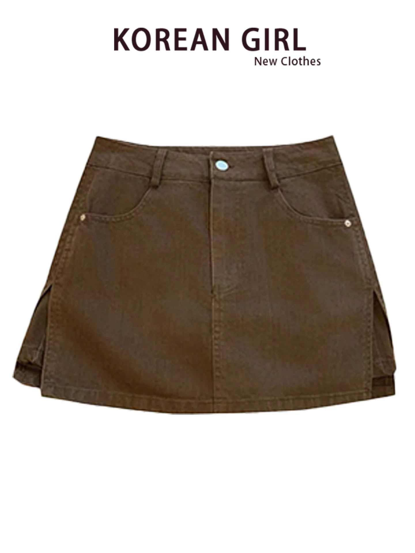 Retro Coffee Color Wide Leg Denim Short Skirt Pants Women's Early Autumn New Loose Slimming American High Waist A-Line Hot Pants