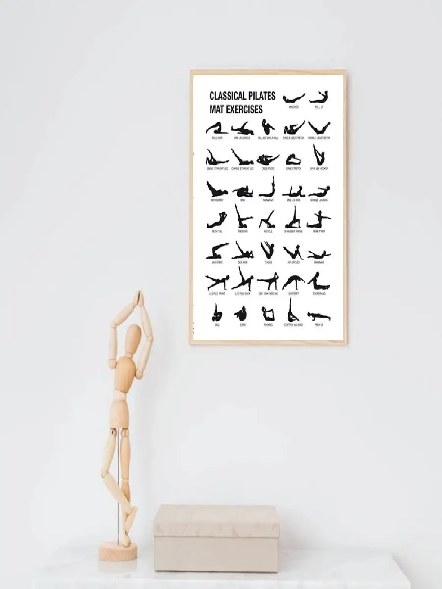 Pilates Exercise Guide Canvas Poster  Fitness  Yoga Wall Art Decor for Gym Bodybuilding Workout Instructional Chart Gift