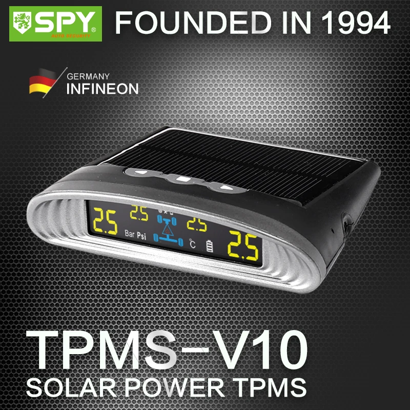 

V10 Digital Tire Pressure Monitoring Digital Relearn Tool 433.92 MHz Solar/USB 2in1 Tpms System for universal cars Tire Gauges