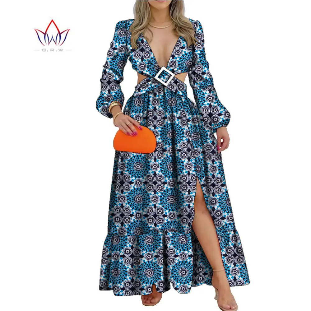 

BintaRealWax African Women Long Dresses Dashiki Hollow Sexy Party Dress Vestidos Traditional African Clothing WY1468