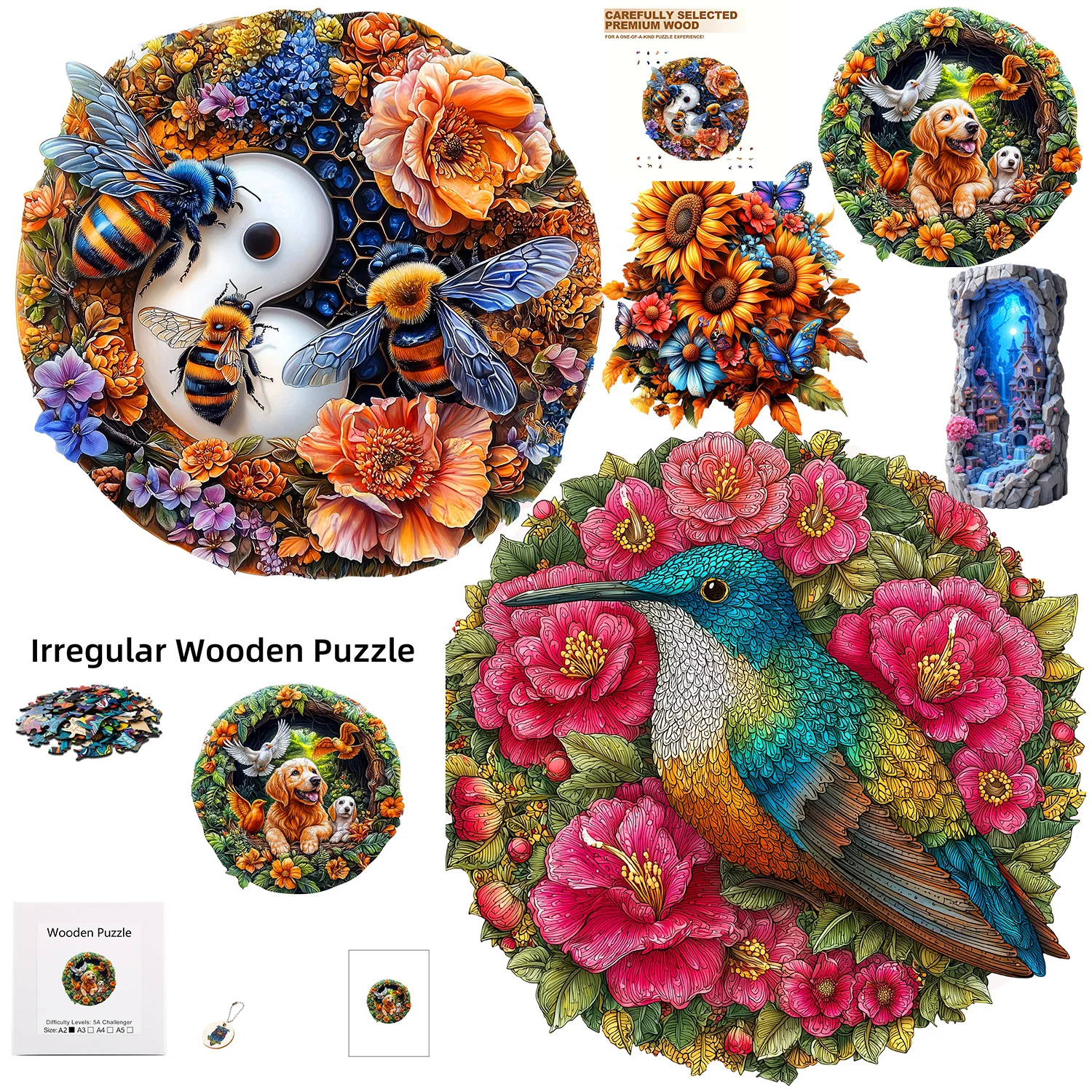 Wooden Puzzle With Irregular Shapes Creative Handmade Decorations For Halloween Christmas And Birthday Gifts