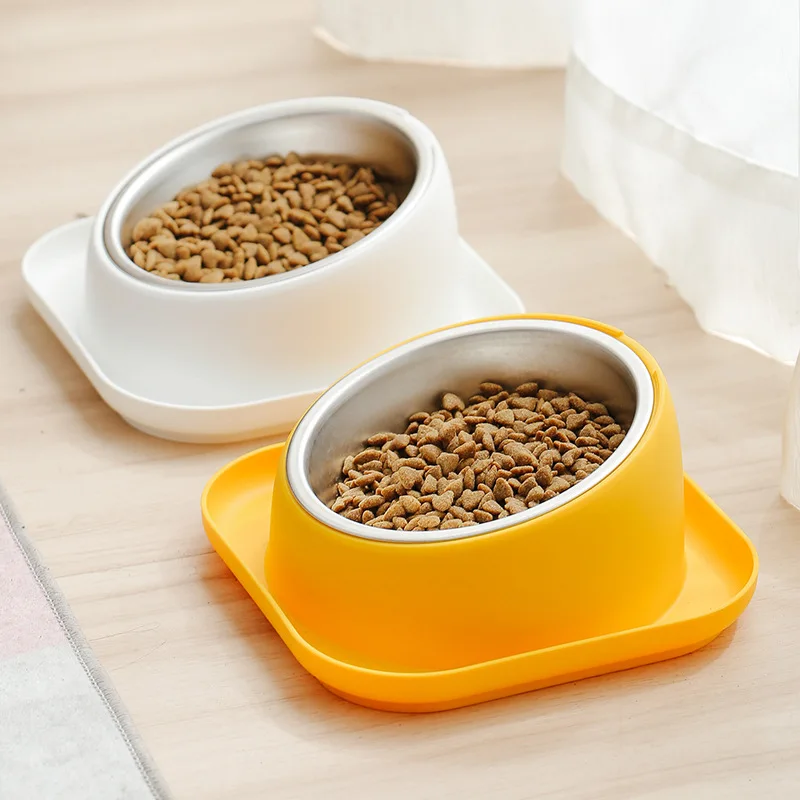 Cat Bowl Non-Slip Dog Bowl 45°Neck Protector Packed With Cat Pet Food  Anti-overturning Pet Feeding Cup Round Pet Feeder Bowl