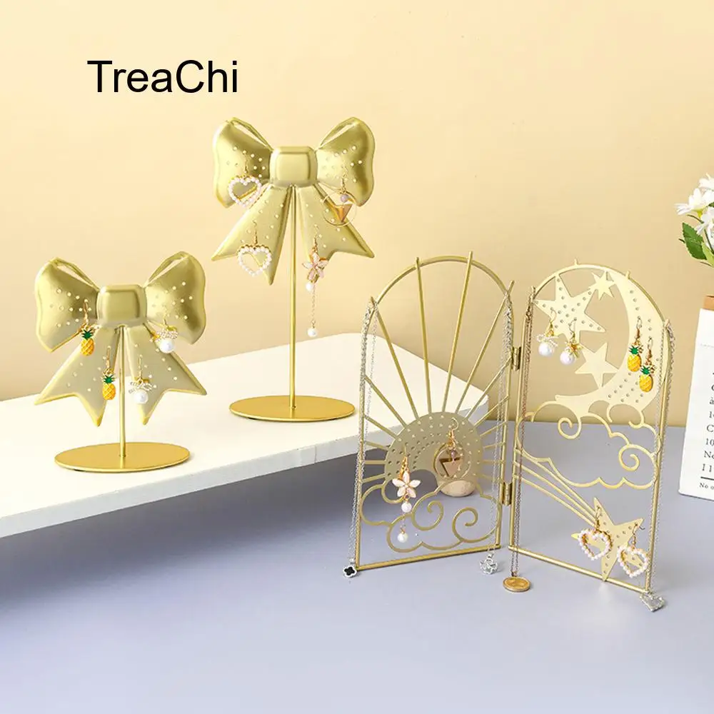 クリエイティブデザインの金属製ジュエリーディスプレイスタンド、複数の穴が付いたイヤリング用大容量カウンタートップ収納ラック