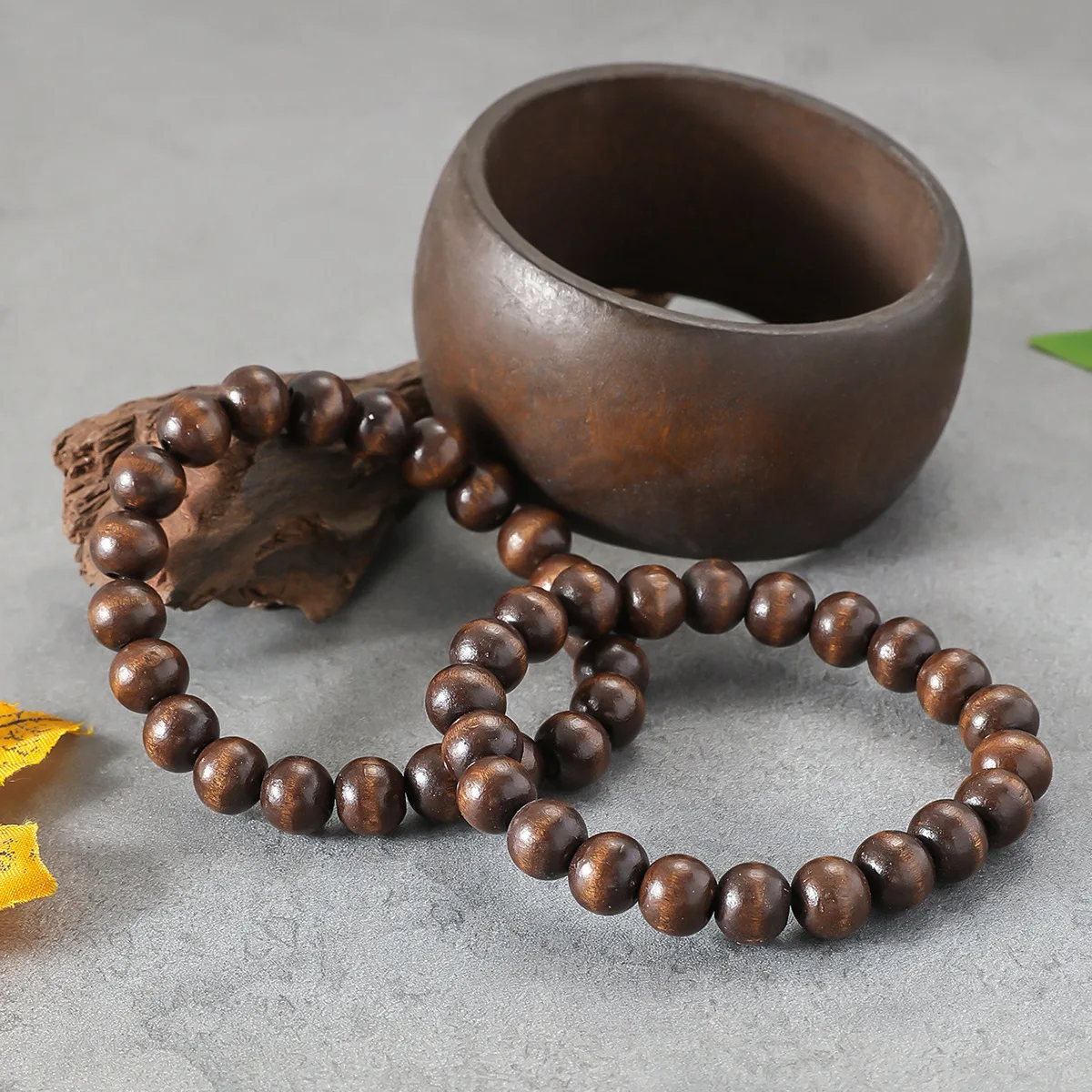 3 قطعة/المجموعة ميلارد خمر الشرير القهوة الأسود الخشب أساور موضة الهيب هوب الخرز الكرة هندسية أساور واسعة النساء الرجال سوار Je #5