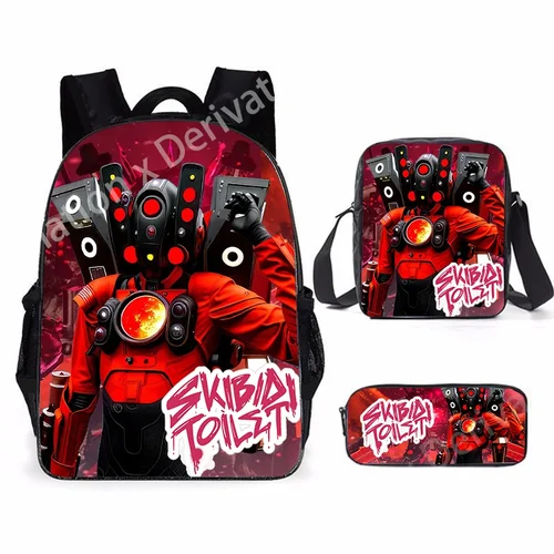 Imagen 2 del producto Juego de mochila escolar Skibidi Toilet Titan Drillman de 3 uds, mochila para estudiantes con estampado de Titan Speakerman, mochila informal para niños y niños