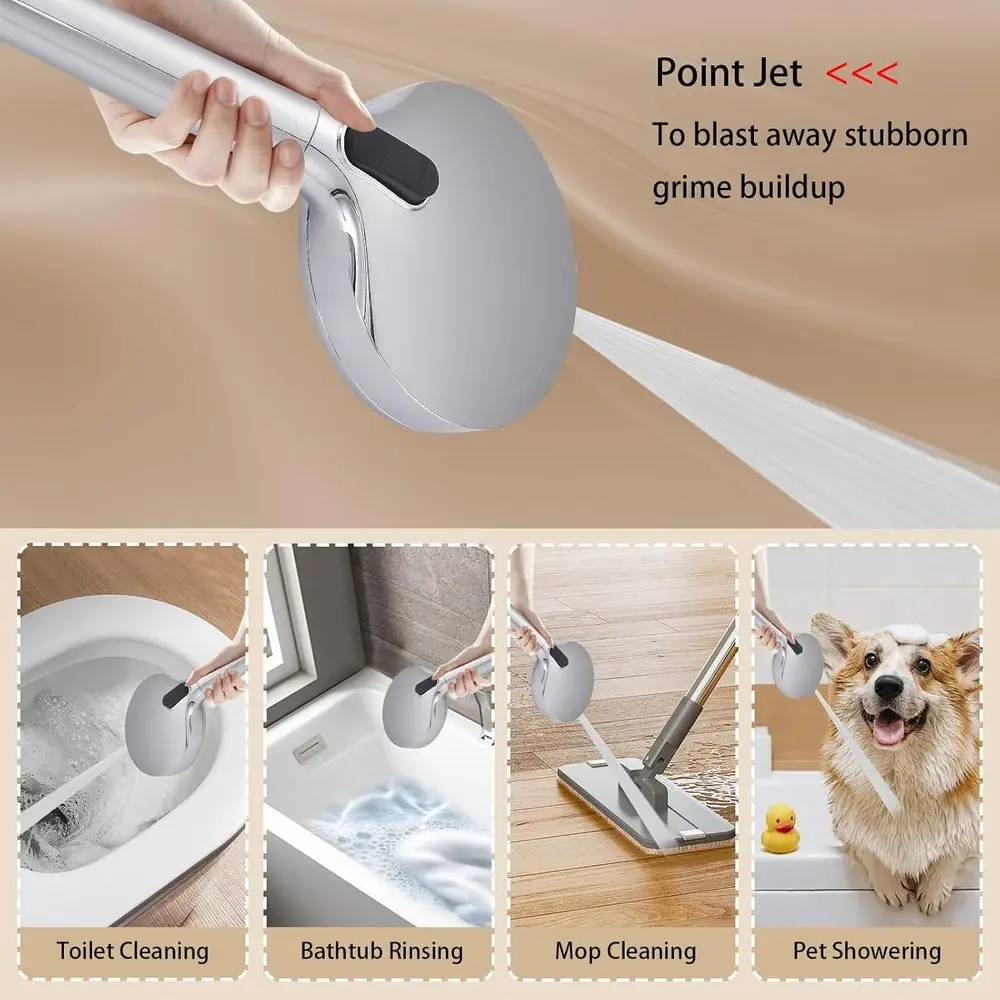 14 نظام دش مزدوج عالي الضغط مع 9 بخاخ، رؤوس محمولة وثابتة، 70 خرطوم، 11 ذراع تمديد، لمسة نهائية من الكروم