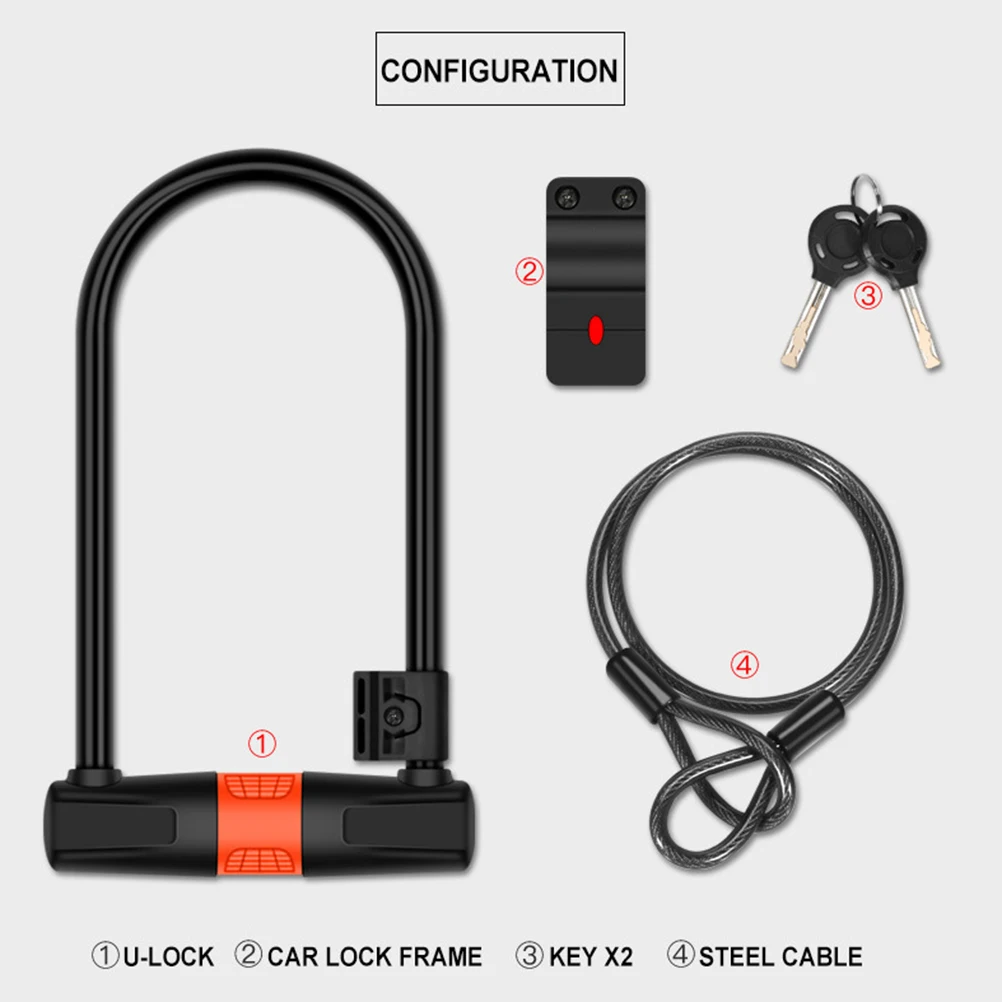 

1 Set Chain Lock Anti Theft Bike U-shaped Lock Steel Cable Key Mountain Bike Accessories For Bike Motorcycle Electric Bicycles (