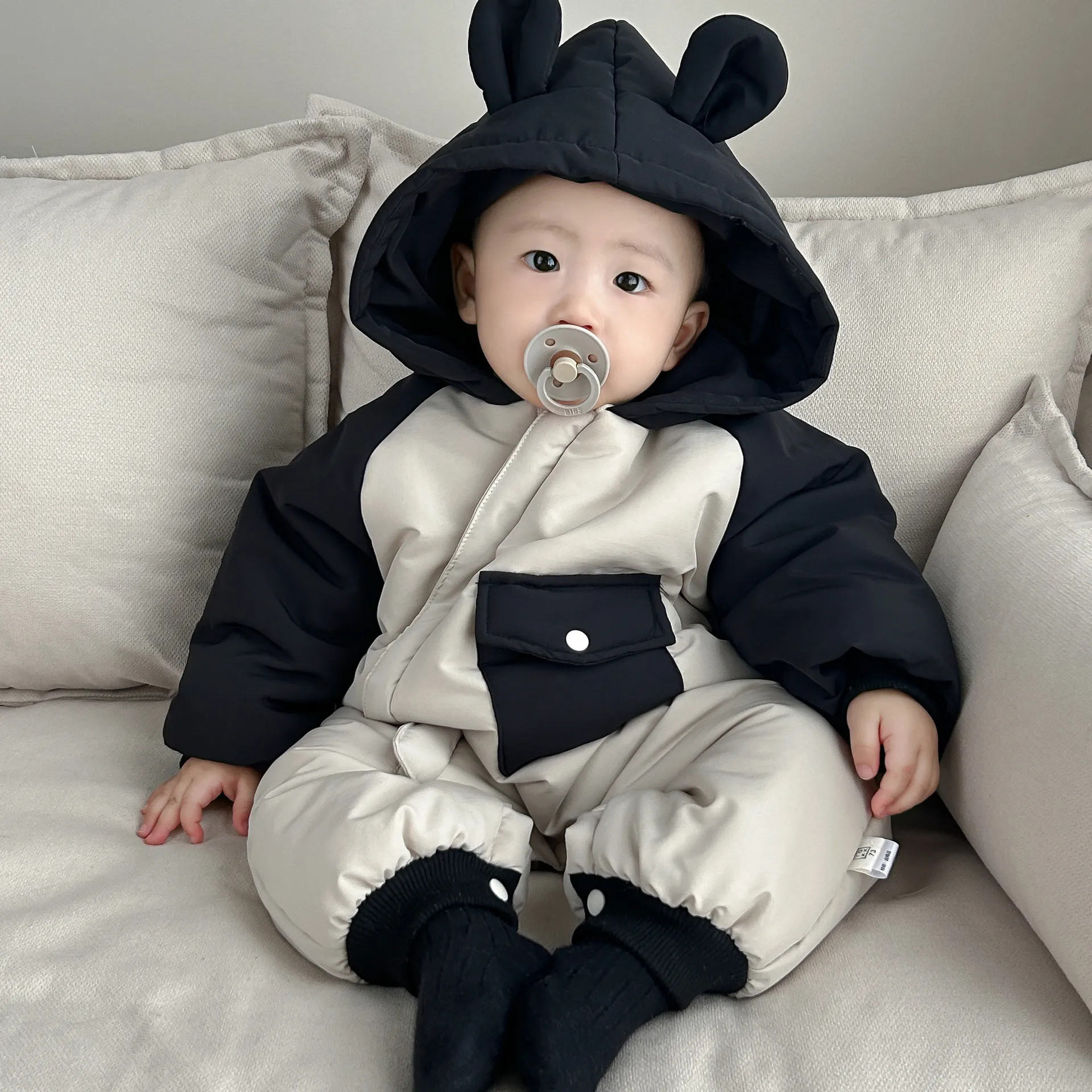 IYEAL Winter Baby Girl Boys Warm Velvet Rompers Toddler Thermal Jumpsuit Overalls Infant Cotton Clothing Snowsuits