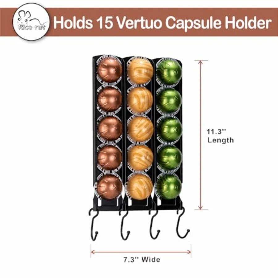 Nespresso Pods Holder for Coffee Pod Holder Organizer Wall Mount Under Cabinet Coffee Maker 15 pods