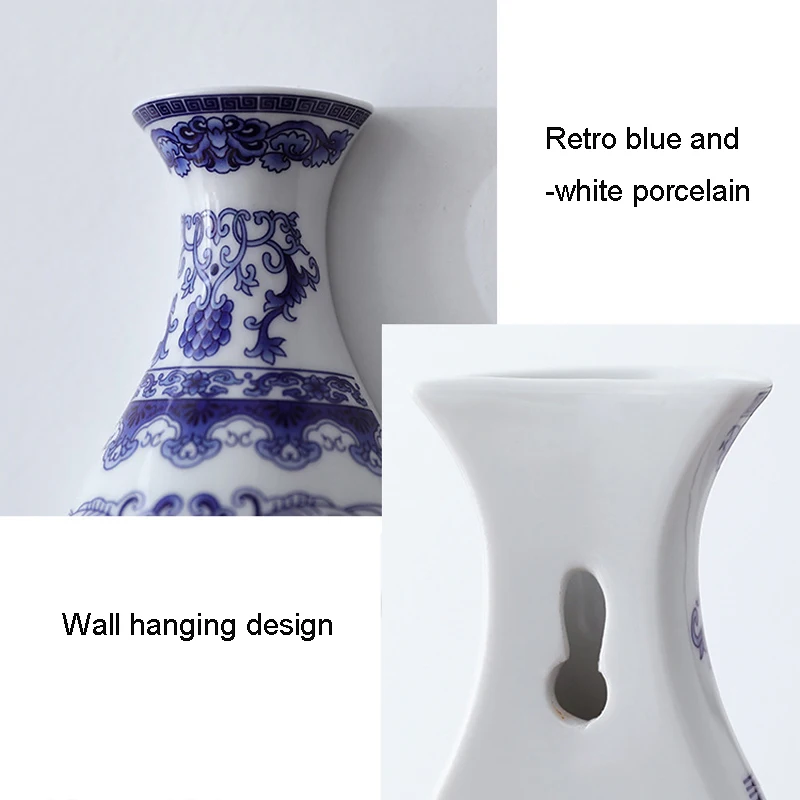 Flower Vase Decoration Home Ceramic Vases For Flowers Interior Figurine Wall Decorations Living Room Blue And White Porcelain