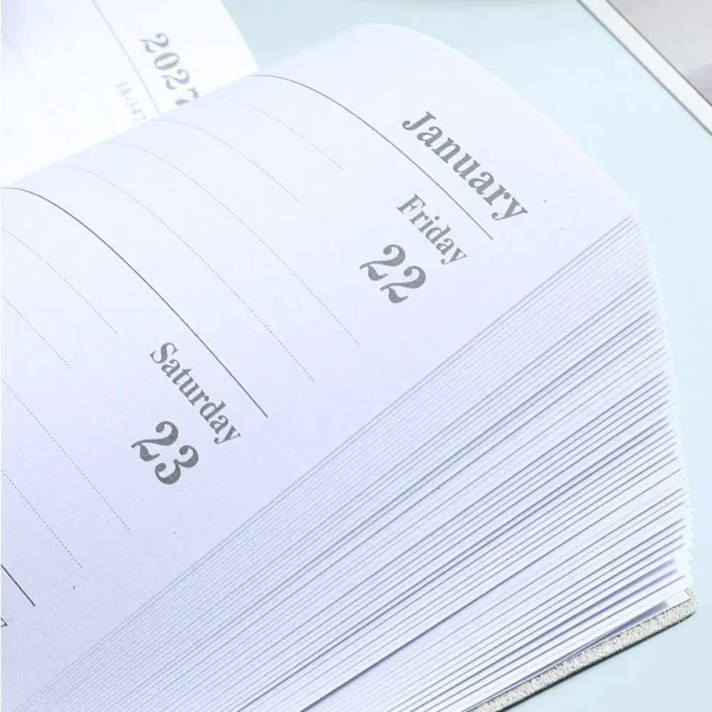 English 2027 Schedule Planner Notepad Wear-resistant A6 To-do List Notebook Simple Leather Cover Personal Schedule Journal