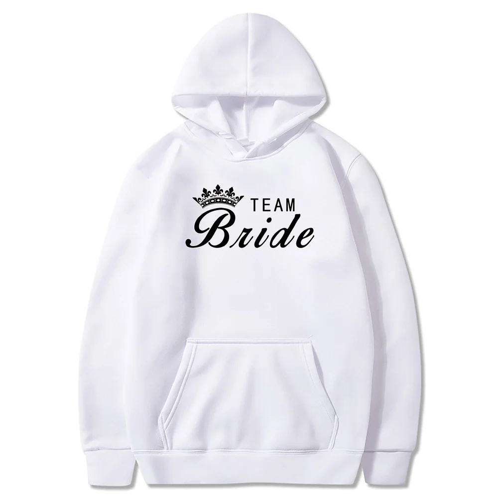 Hoodies Men Women Bride Print Spring Long-sleeved Lazy Style Loose Hooded Top Pullover Fashion Couples Matching Long Sleeve Tops