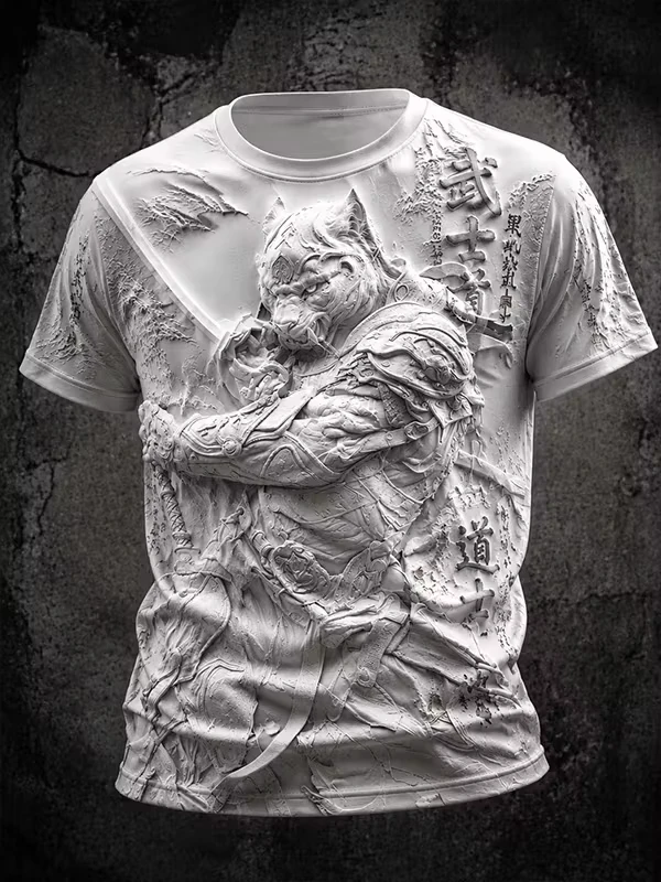 2027 Summer Men's New Japanese Samurai Style Sport Shirt 3D Printed Sport Quick-Dry Family Version T-Shirt Top Kids