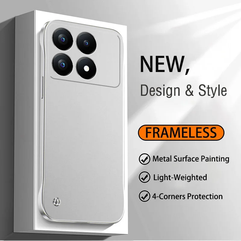 Rahmenlose Handyhülle mit glänzender metallischer Lackoberfläche für XIAOMI Poco X7 X6 F7 Ultra F6 F5 Pro Hüllen Ultradünne Stoßstangenabdeckung Fundas