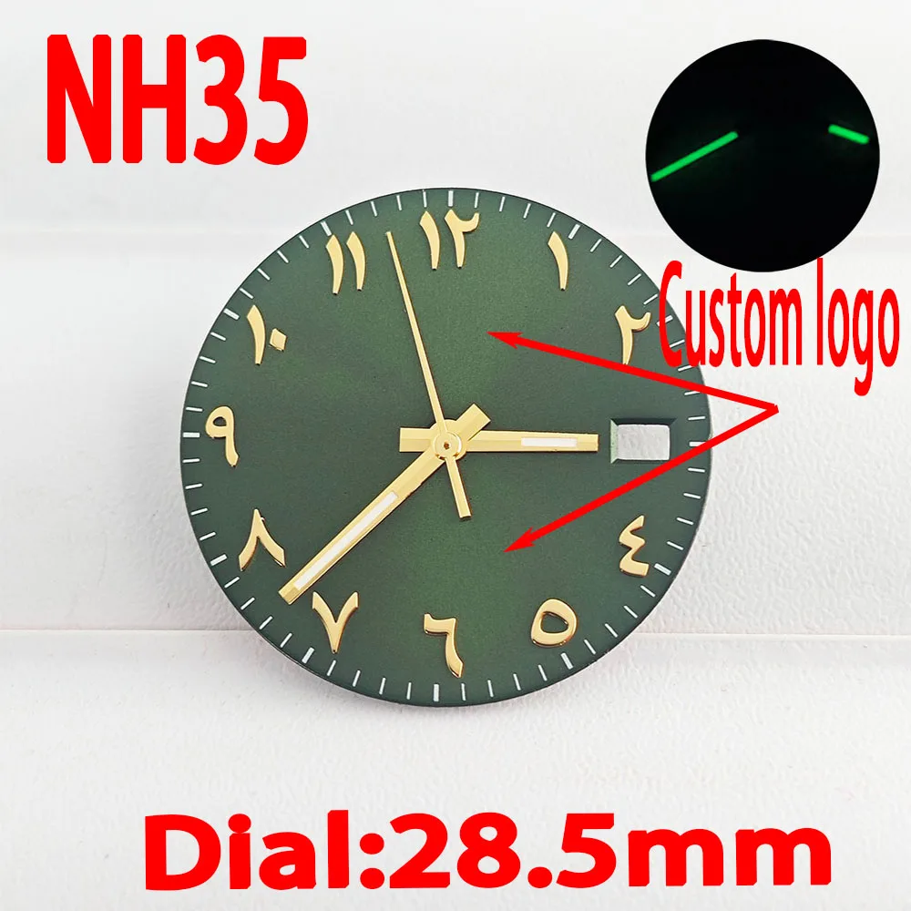 NH35 Arabic Digital 28.5mm dial Men's watch Custom logo Dial for NH35 NH36 automatic mechanical movement watch accessories