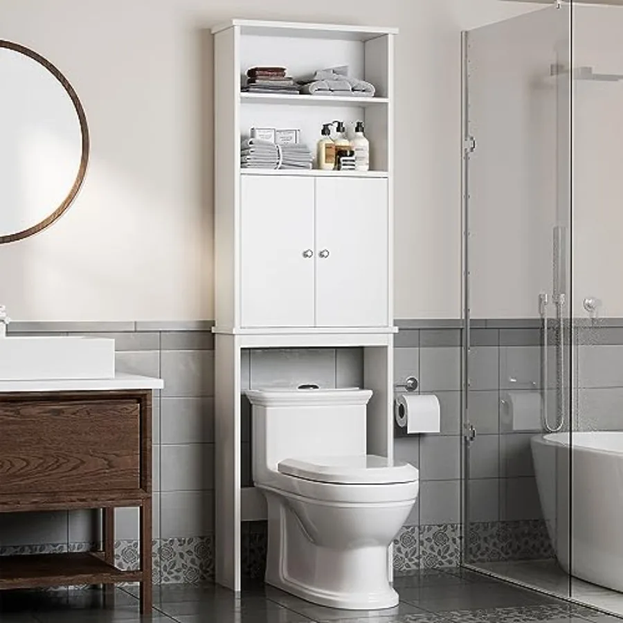 

Over the Toilet Storage Cabinet Bathroom Above the Toilet Rack Bathroom Adjustable Shelf Organizer with Open Bottom Bar and Ant