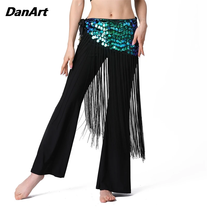 Belly Dance Hip Wrap Skirt Dynamic Belly Dance Fitness Sports Hip Scarf Skirt Bodybuilding Trend Wave Long Tassel Waist Chain