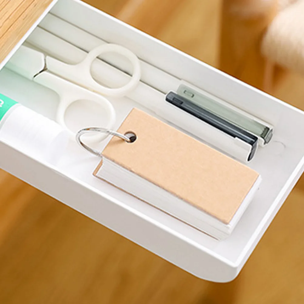 

Adhesive Storage Shelf Under Desk Organizer For Pens Cables Scissors Memo Pads No Drill Reusable Traceless Sticky Rack