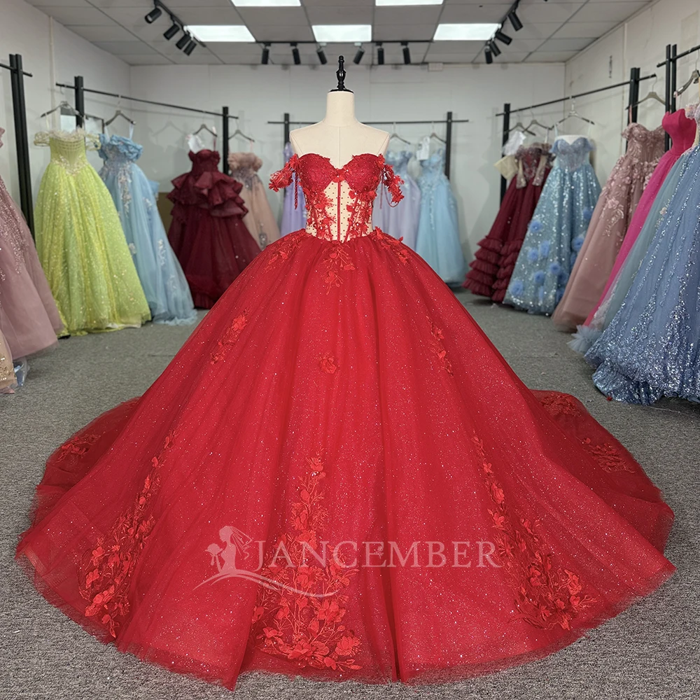 

Бальное платье с блестящими кристаллами и кружевной аппликацией по индивидуальному заказу, платья Quinceanera с открытыми плечами, расшитое блестками, Vestidos De 15, Anos, с короткими рукавами