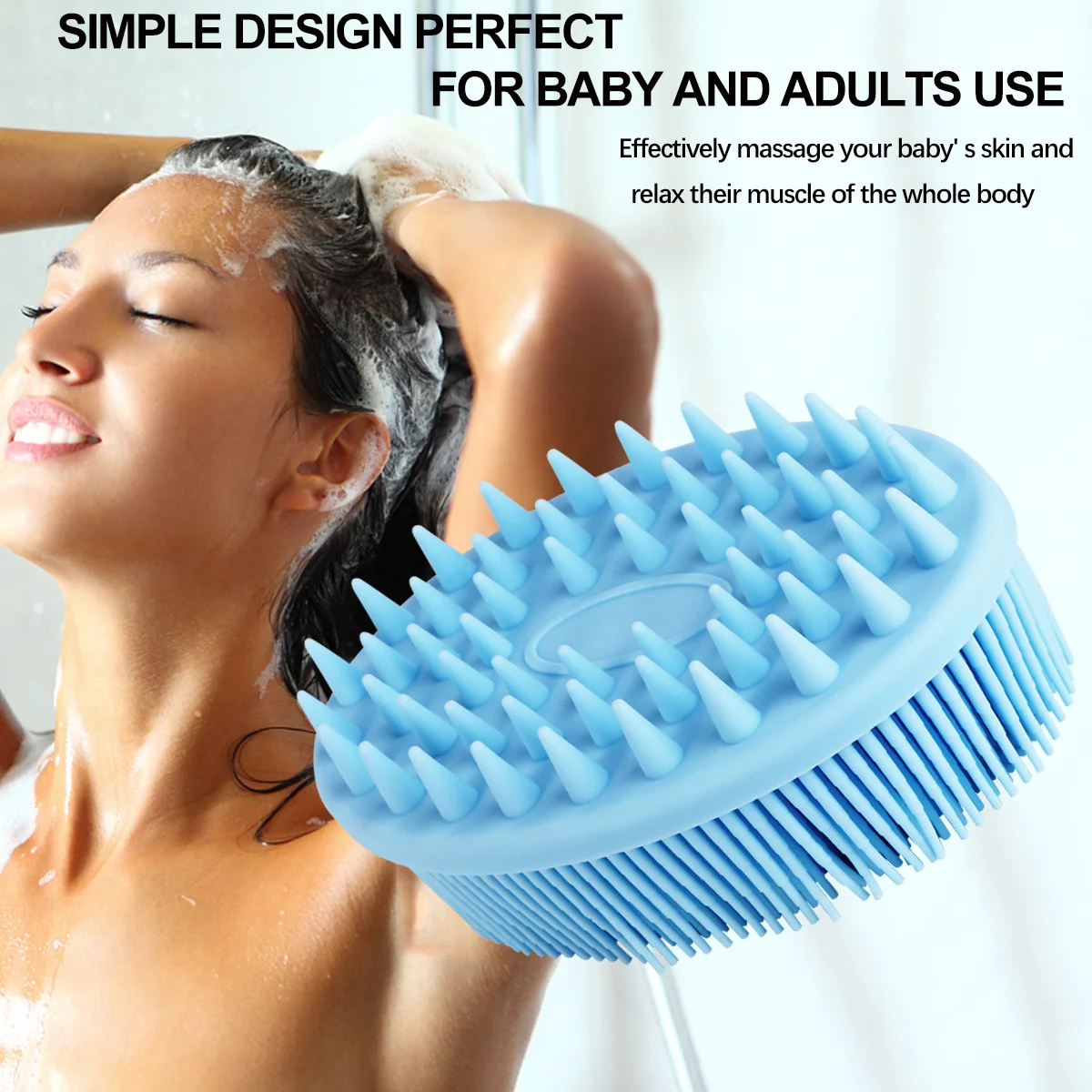 2Pcs Baby Bath Brush Silicone Scrubber Soft Skin Cleaner Gentle Body Relaxing Home Travel Baby Bath Brush