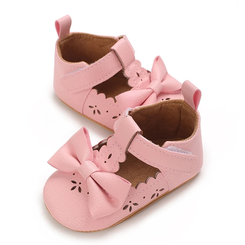 Baby Girl PU Flats Soft Soles Elegant Cute Bow Mary Jane Dress Shoes Casual Walking Shoes for Newborn Toddler