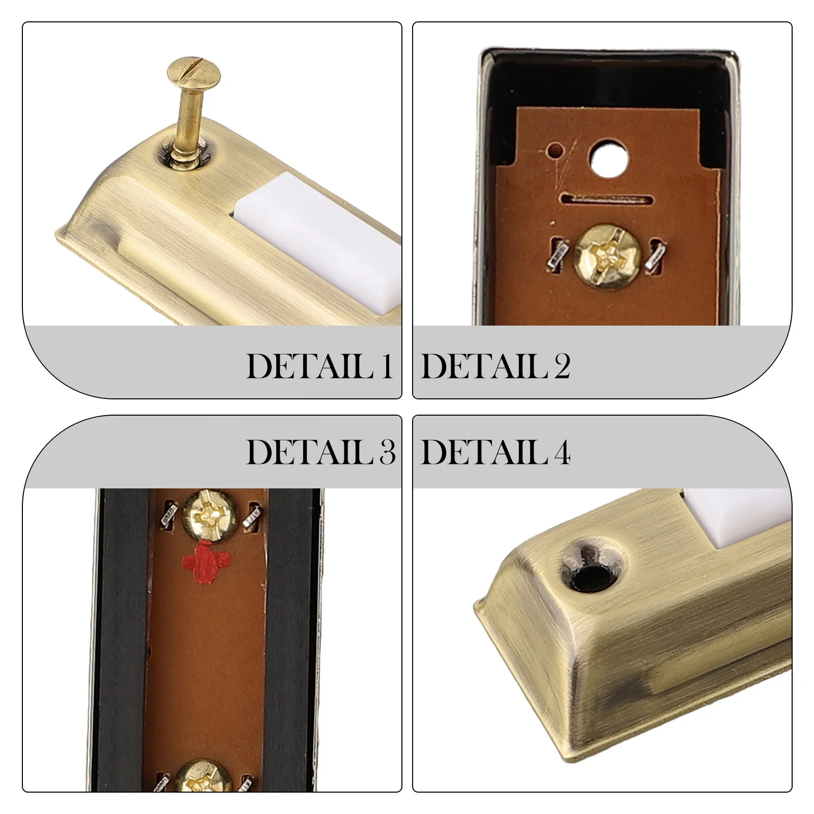 Button Doorbell Button Retro Sturdy Wall Mounted Antique Brass Metal Door Bell Replacement Parts 3.07x1.14x1.1 Inches