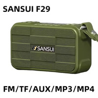 SANSUI F29 Portable Wireless Bluetooth Speakers FM Radio Outdoor HI-FI Subwoofer Supports Headphone Output USB Drive TF Card AUX