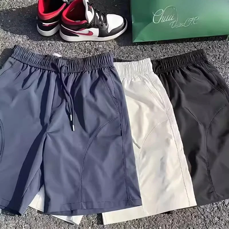 

American Style Casual Ice Silk Quick Dry Five-Quarter Length Shorts Loose Fit Youthful Summer Shorts for Daily Wear