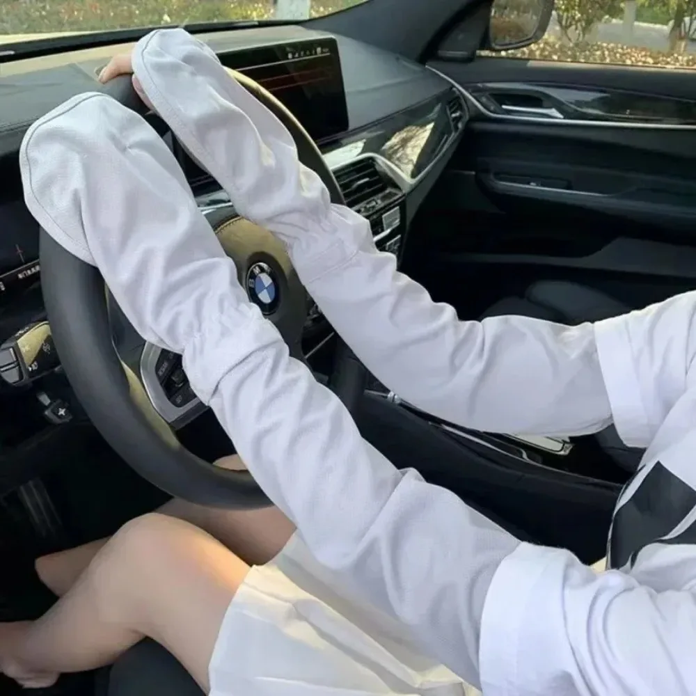 NEW Large Size Ice Sleeve Gloves Women's Summer Driving Sun Protection Arm Sleeves Loose Breathable Arm Guard UV Outdoor