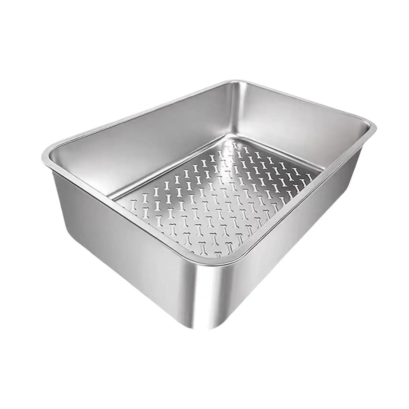 

Cat Litter Box Stainless Steel Litter Tray for Indoor Cats Rabbits
