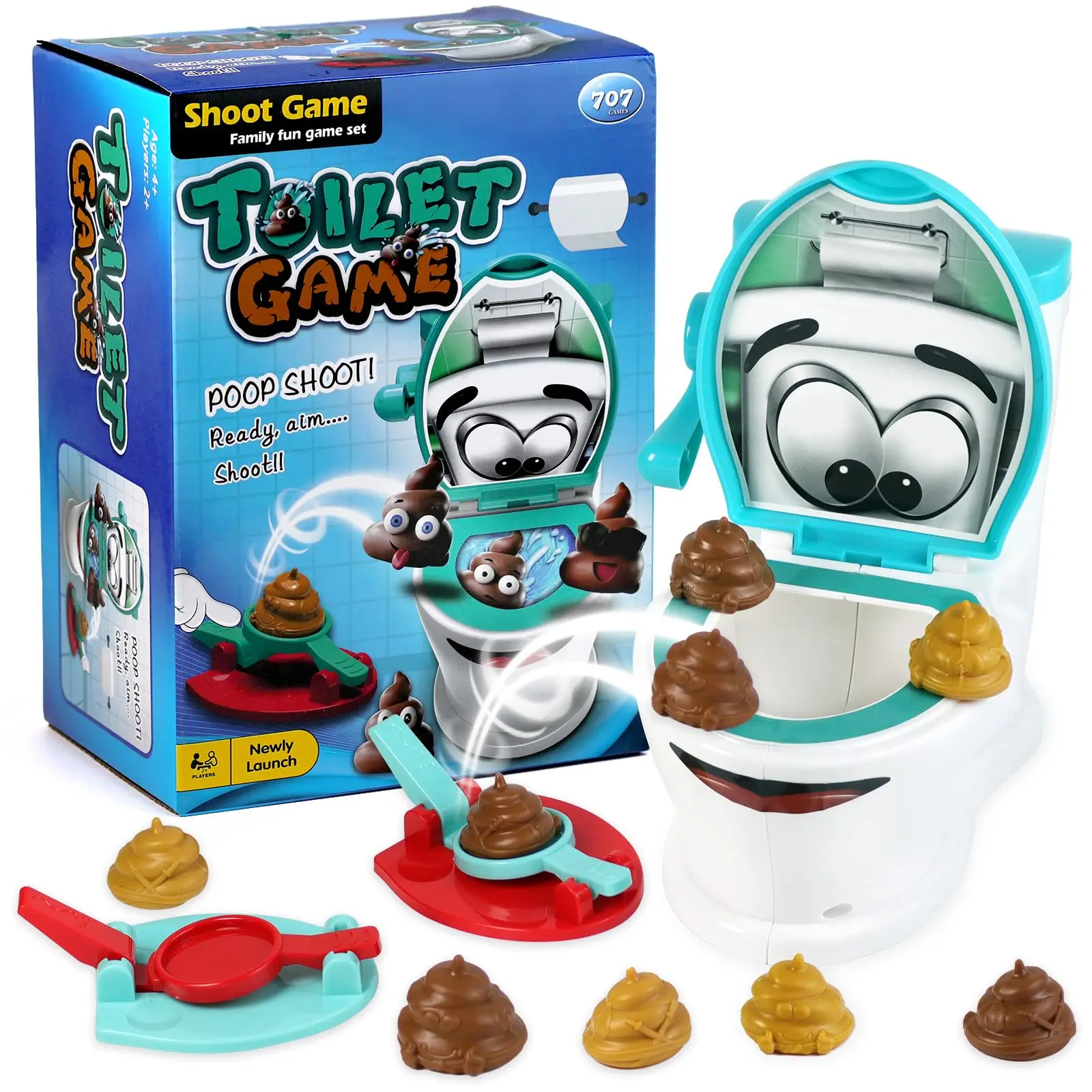 

Игрушка для стрельбы туалетной какашки, детская игрушка, бирюзово-белый, время игр в помещении