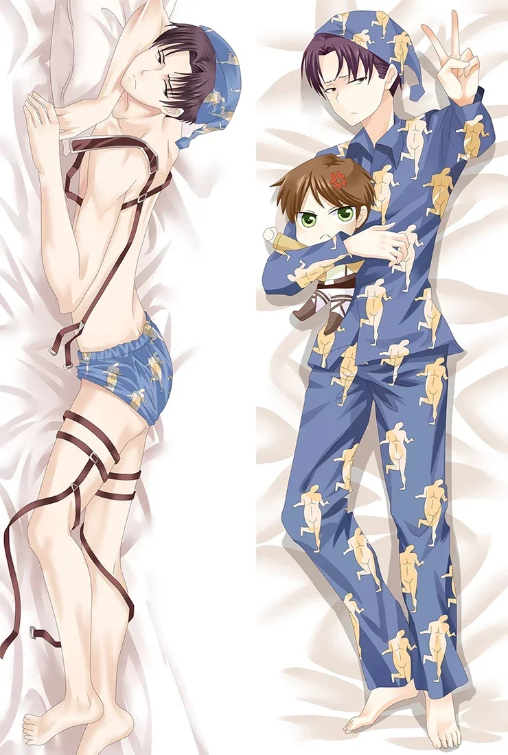 Attack on Titan Anime Pillow Case Eren Jaeger Dakimakura Waifu Otaku Body Decorative Bedding Shingeki No Kyojin Levi Pillowcase