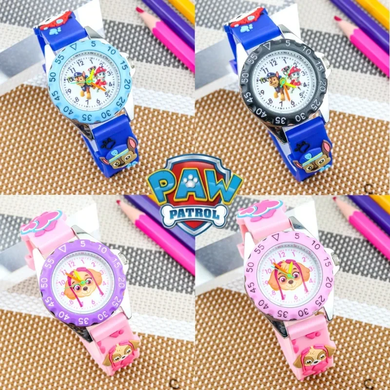 PAW Patrols Quartz Watch for Kids Girls Boys Leather Wristwatch Anime Figure Chase Marshall Skye Cosplay Casual Luminous Watches