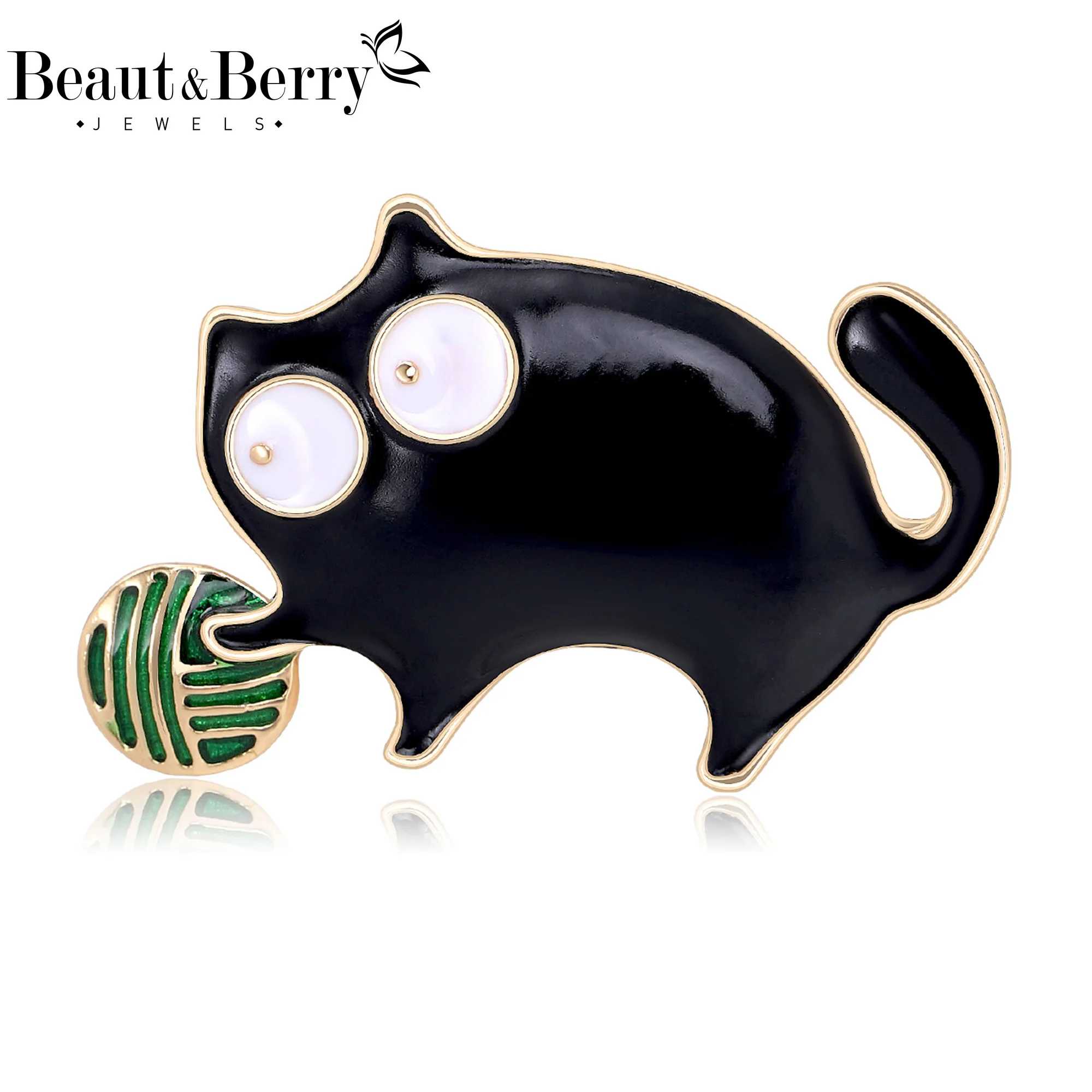 Beaut&Berry Cute Enamel Cat Brooches for Women Unisex Animal Pins Casual Party Jewelry Accessories Gifts Decoration
