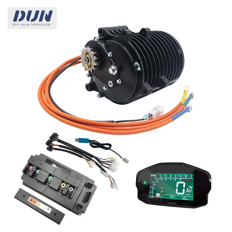 QS138 72v 70H 3000W V3 100kmh BLDC PMSM محرك متوسط المحرك مع وحدة تحكم EM150 ومجموعات عرض DKD