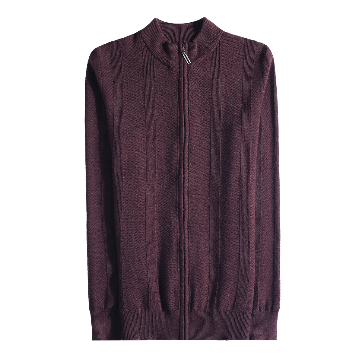 الرجال سترة الخريف الشتاء جديد سليم صالح الوقوف طوق سستة سترة مشغولة من الصوف موضة بلون دافئ تمتد متماسكة القمم معاطف #6