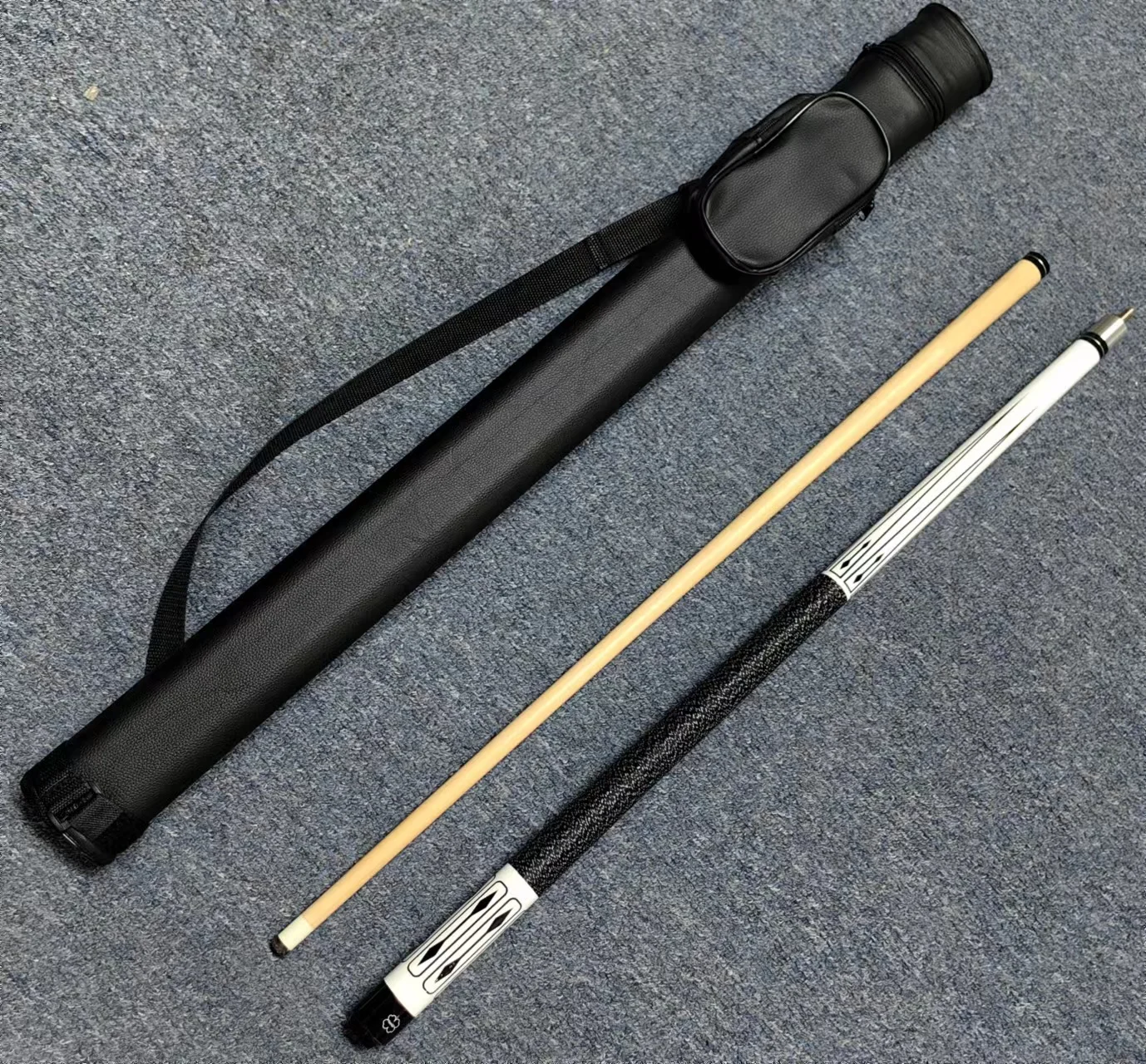 1/2-PC Black Pool Cue Case with Billiard Cue Stick Kit Set Colors Option