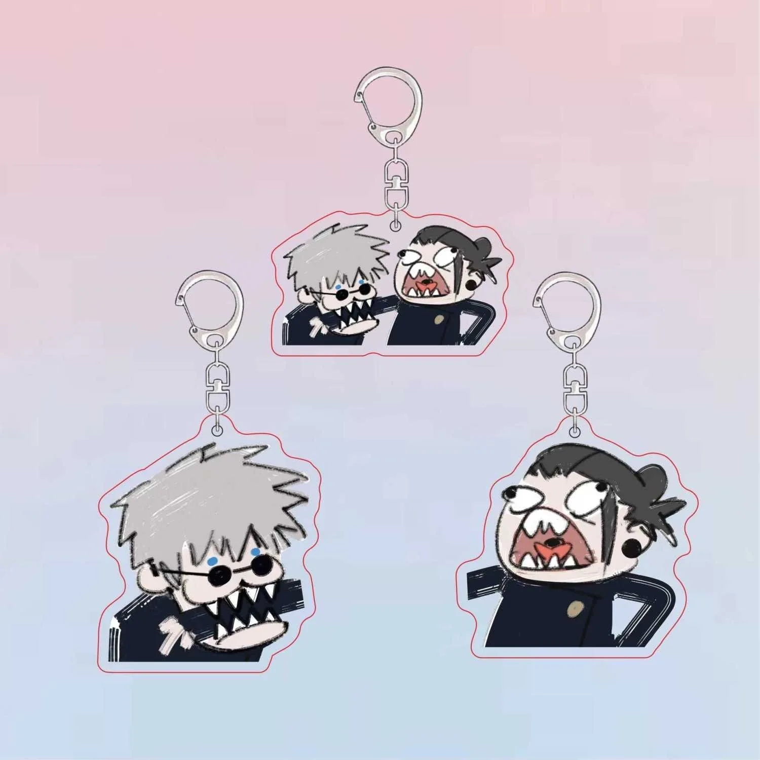 Jujutsu Kaisen Funny Acrylic Keychain Satoru Gojo Geto Suguru Cartoon Keyring Backpack Pendant Anime Merch Collectible Gif