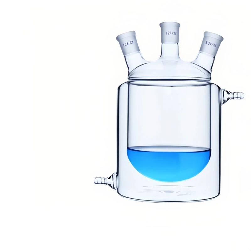 Laboratory Double-layer Reaction Flask Flat Bottom Three Mouth Glass Jacketed Reaction Bottle