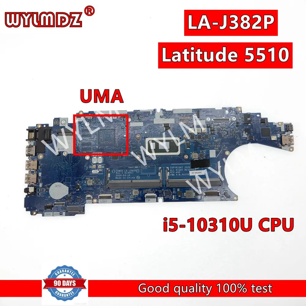 LA-J382P i5-10310U CPU Laptop Motherboard For Dell Latitude 5510 Mainboard CN 0JHN2X  JHN2X