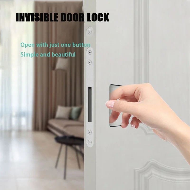 Invisible Door Lock Indoor Without Handle Silent Unlocking Bedroom Door Bathroom Door Kitchen Door Magnetic Suction lLock