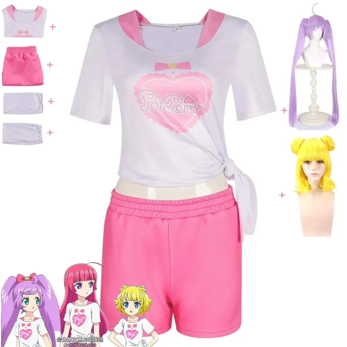 2025 Anime Pripara Hojo Sophy Manaka Laala Minami Mirei SoLaMiSMILE Cosplay Costume T-shirt Shorts Woman Sexy Lovely Daily Suit