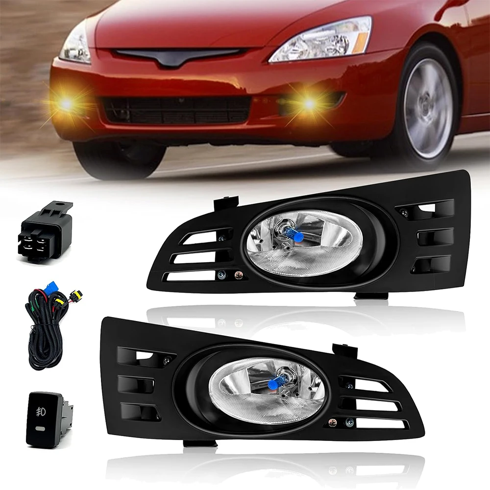 

Halogen Fog Lights for Honda Accord 2 Door Coupe 2003 2004 2005 Front Bumper Driving Fog Lamp Assembly With Wiring Harness