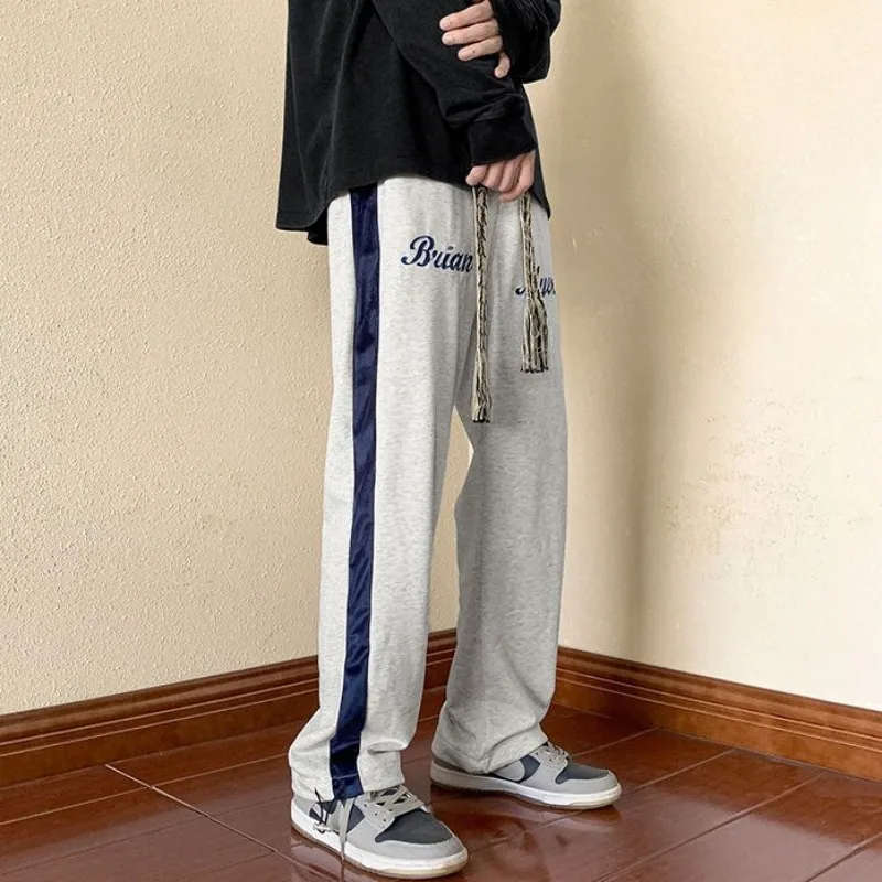 ワイドレッグ アメリカン スウェットパンツ メンズ 春秋 キャンパス カジュアル ルーズ