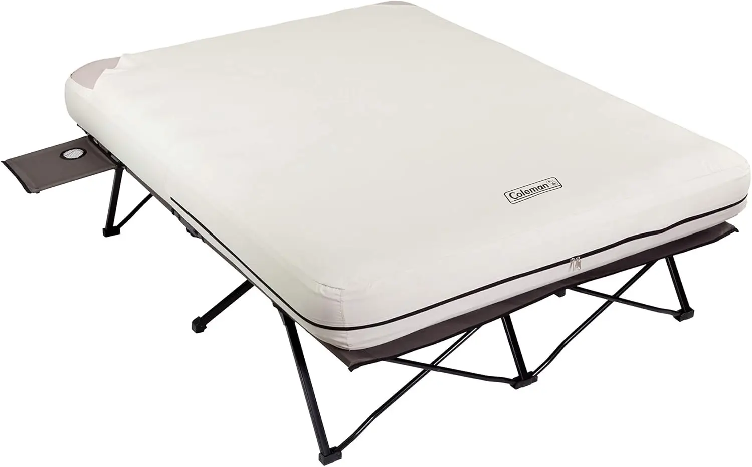 Camping Cots for Adults with Camping Air Mattress, Folding Air Mattresses Set, Battery-Operated Pump & Side Table for Outdoor Co