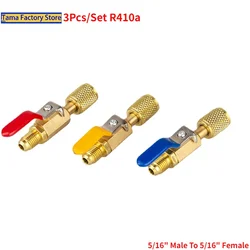 3PCS R410A Refrigerant Straight Ball Valves AC Charging 5/16