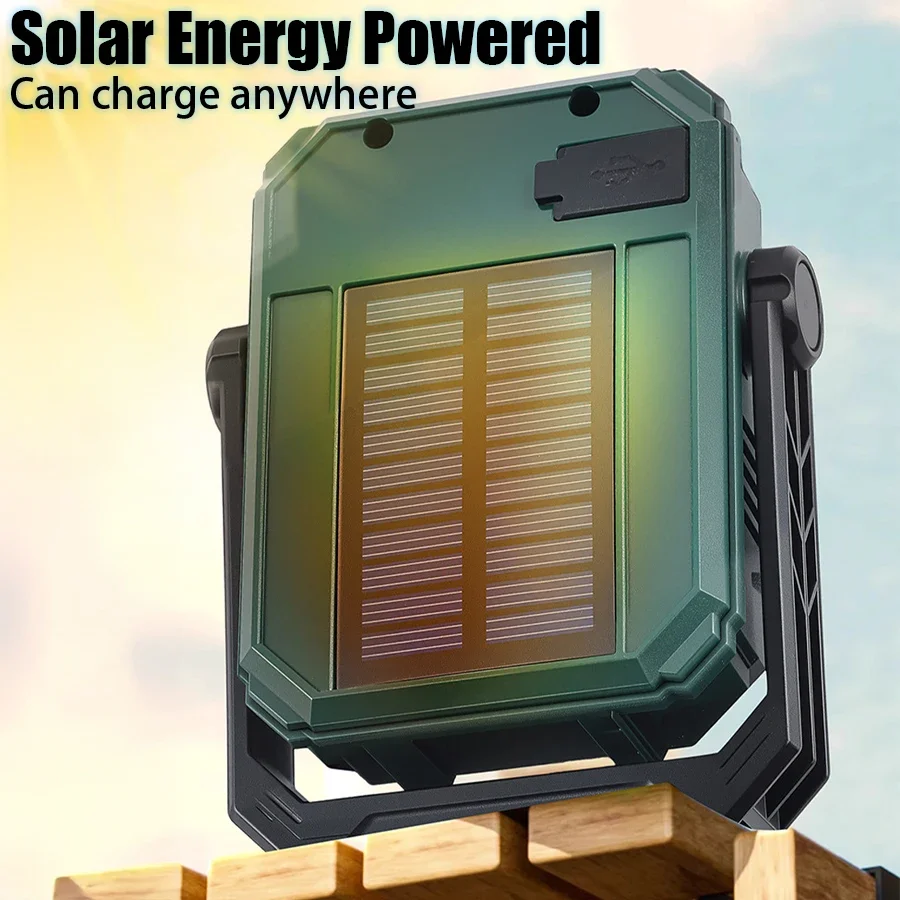 Portable Solar Camping Light-Magnetic Lantern With Adjustable Bracket, Rechargeable Outdoor Lamp for Tent Hiking Emergency